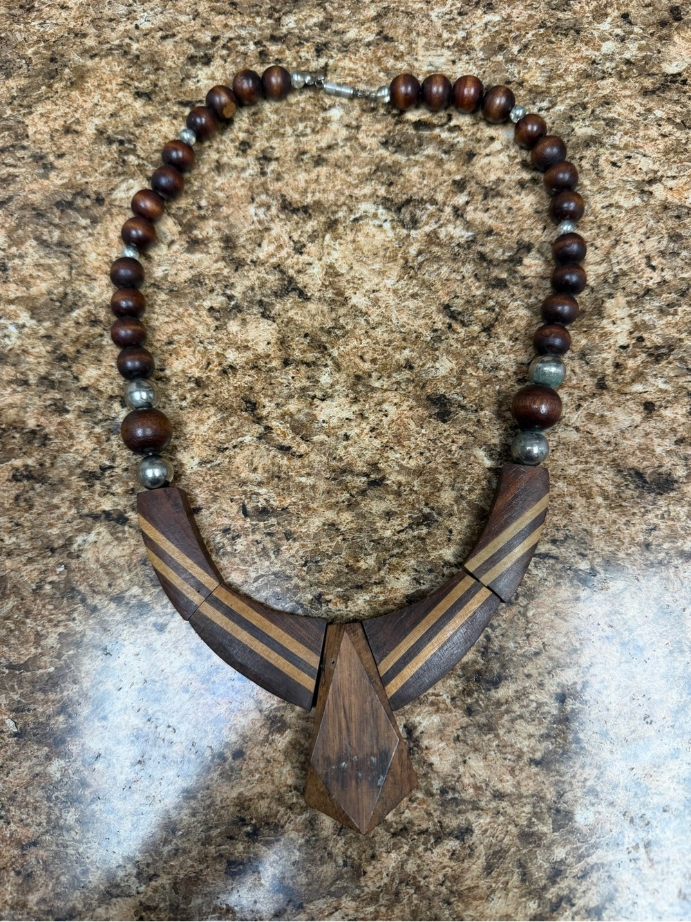 Wood Beaded Brown Statement Necklace - Unbranded